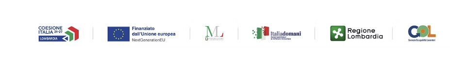 Loghi partner e finanziamenti: Coesione Italia, Unione Europea NextGenerationEU, Ministero dell'Università, Italia Domani, Regione Lombardia, Cariplo